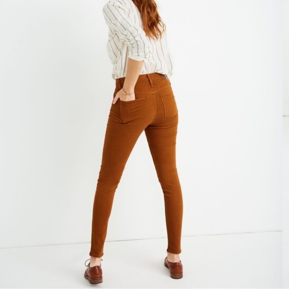 Madewell 9" Mid-Rise Button-fly Skinny Jeans (Burnt Orange/Sienna) - Picture 3 of 7